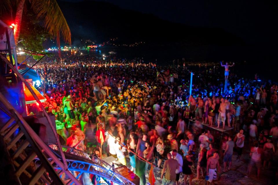 Crowds at the Full Moon Party in Koh Phangan, Thailand. Photo courtesy of In Sea Speedboat.