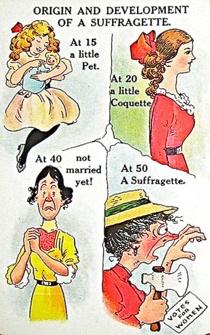 suffrage postcards anti women propoganda voting rights