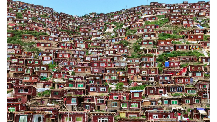 stacked village complex for nuns in kham tibet photo by shinya itahana
