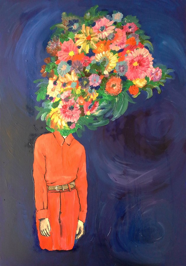 Saliha Yılmaz, Çiçek Sarmaşığı, 2015, Canvas kağıdı üzerine yağlı boya, 35x50cm