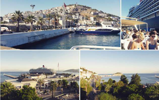 Turkuaz rengi sular ve yeşil tepeler içinde Samos Adası