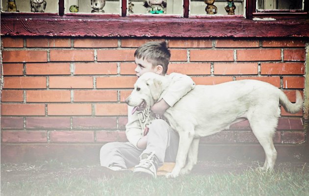 Köpekle dostluk yaşayan çocuğun harika fotoğrafları